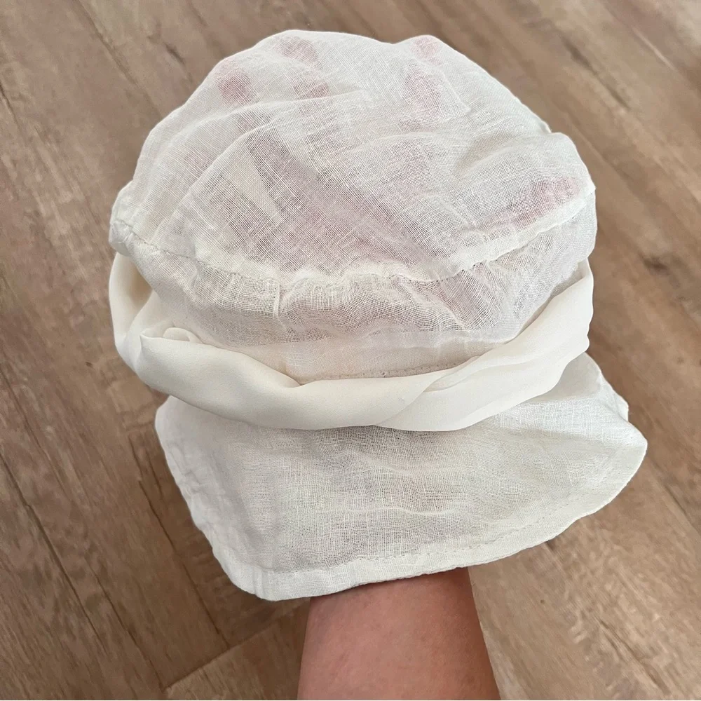 Beautiful Vintage Women Light Weight White Cotton With Flowers Soft Bucket‎ Hat